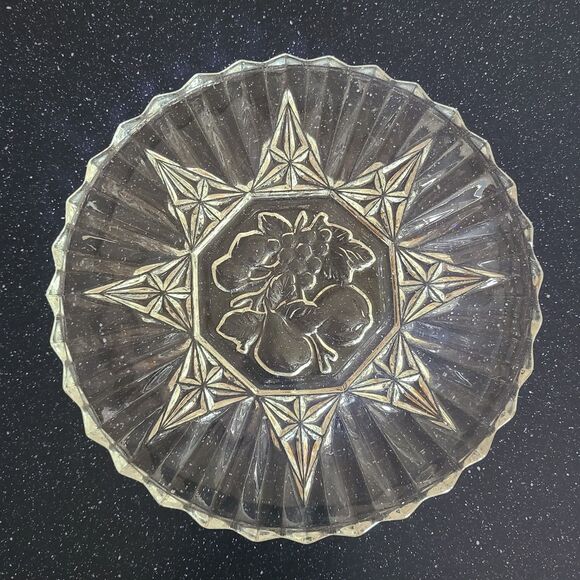Vintage 1950s 1960s Pressed Patterned Glass Dishes Starburst Floral Fruit Styles - Picture 4 of 10